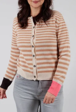 Sfizio Cardigans^Cardigan with Degrade Stripes in White Swan