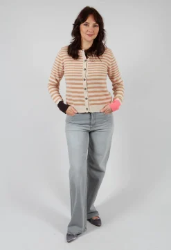 Sfizio Cardigans^Cardigan with Degrade Stripes in White Swan