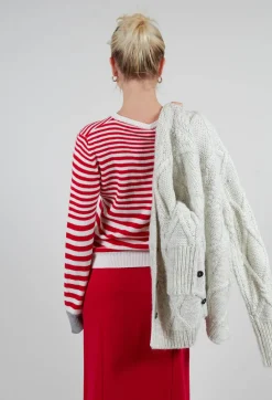Sfizio Cardigans^Cardigan with Degrade Stripes in Urban Red