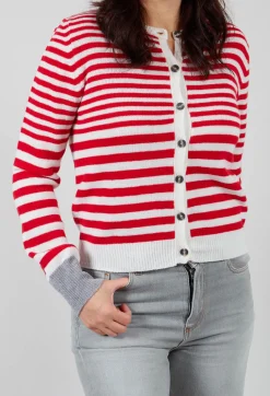 Sfizio Cardigans^Cardigan with Degrade Stripes in Urban Red