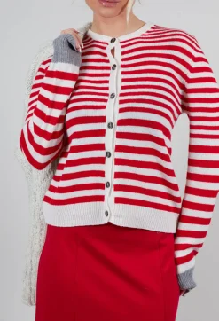 Sfizio Cardigans^Cardigan with Degrade Stripes in Urban Red