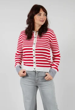 Sfizio Cardigans^Cardigan with Degrade Stripes in Urban Red