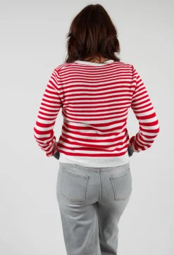 Sfizio Cardigans^Cardigan with Degrade Stripes in Urban Red