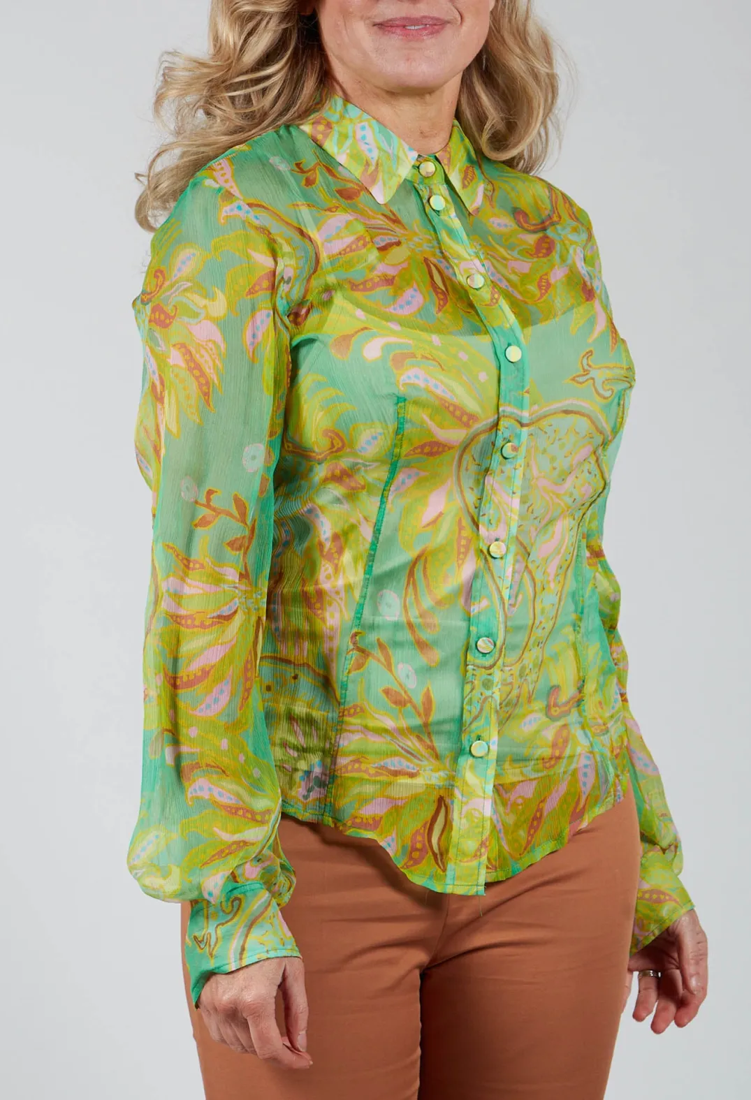 Maliparmi Shirts & Blouses^Carnival Shirt in Verde / Giallo / Rosa