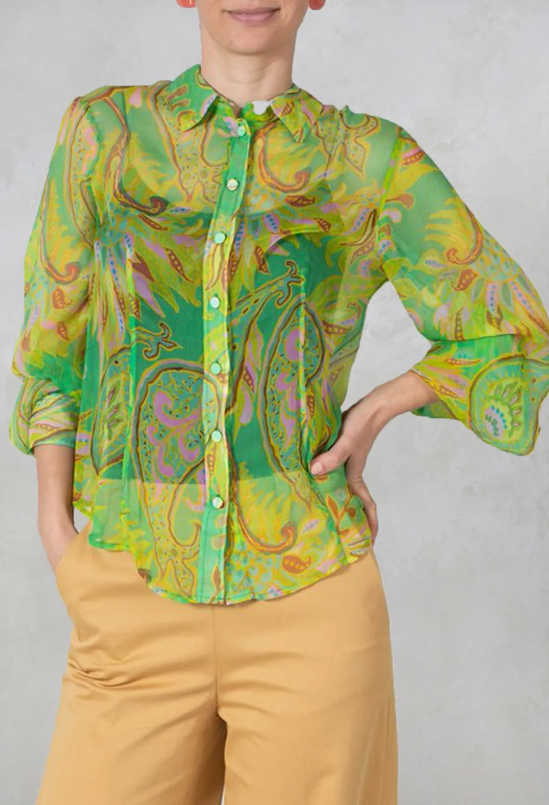 Maliparmi Shirts & Blouses^Carnival Shirt in Verde / Giallo / Rosa