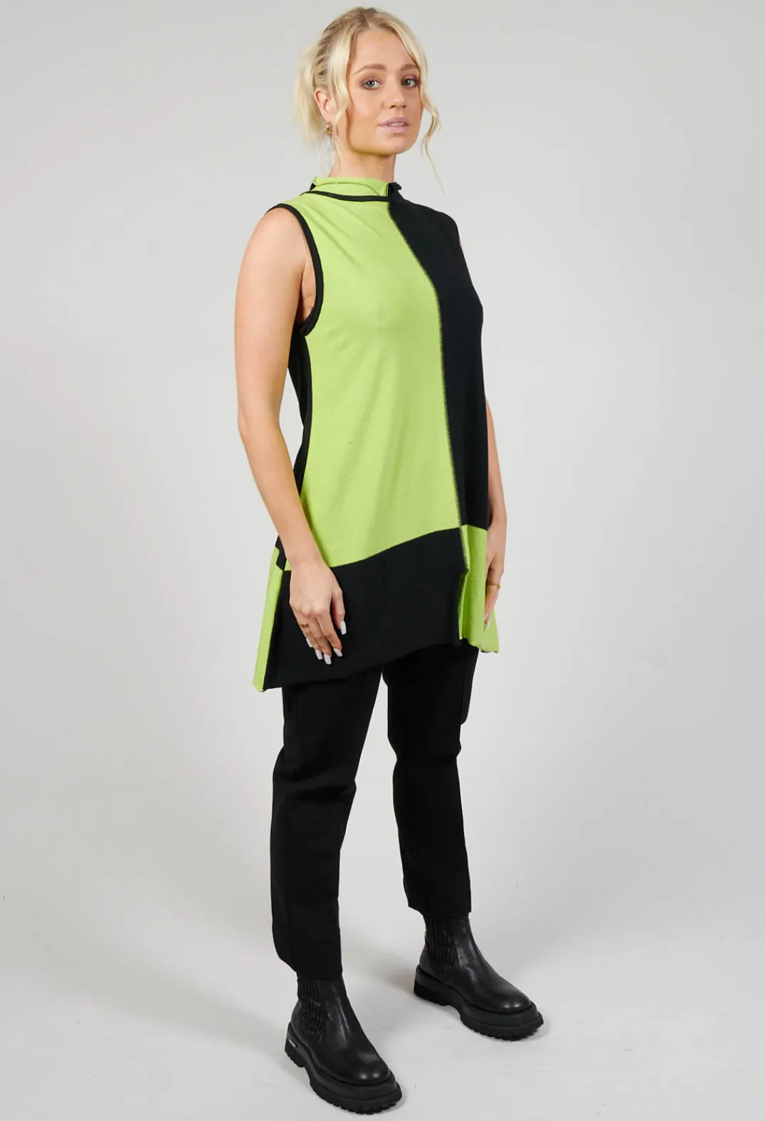 Philomena Christ Tops^Centre Split Top in Black and Green