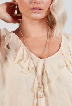 ICANDI Rocks Necklaces^Chain Necklace with Baroque Pearl in Pale Grey