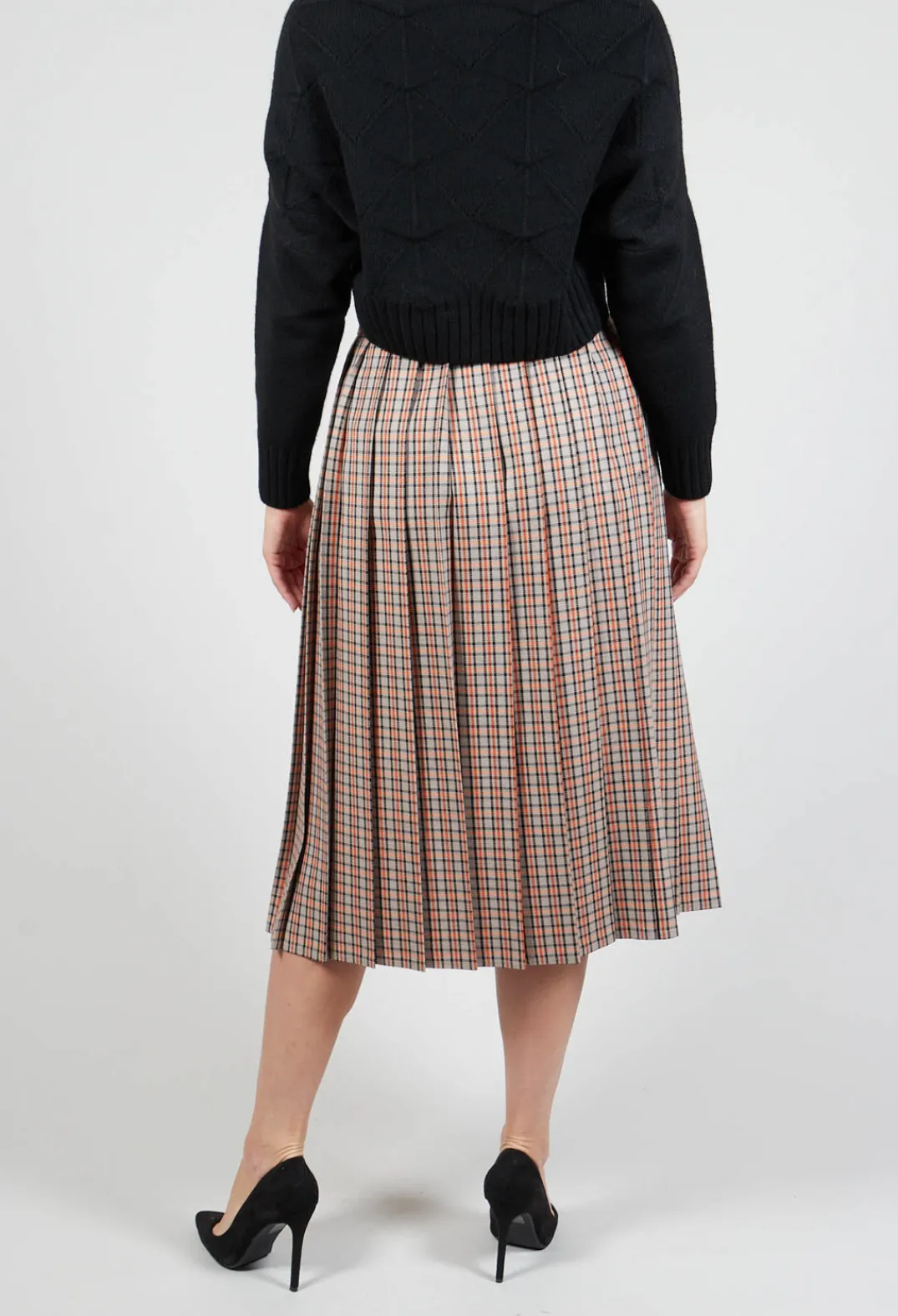 Beatrice B Skirts^Check Pleated Skirt in Tortora Orange
