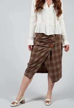 Maliparmi Skirts^Checked Midi Skirt in Galles Marrone
