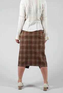 Maliparmi Skirts^Checked Midi Skirt in Galles Marrone