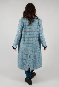 Umit Unal Coats^Checked Wool Coat in Light Blue