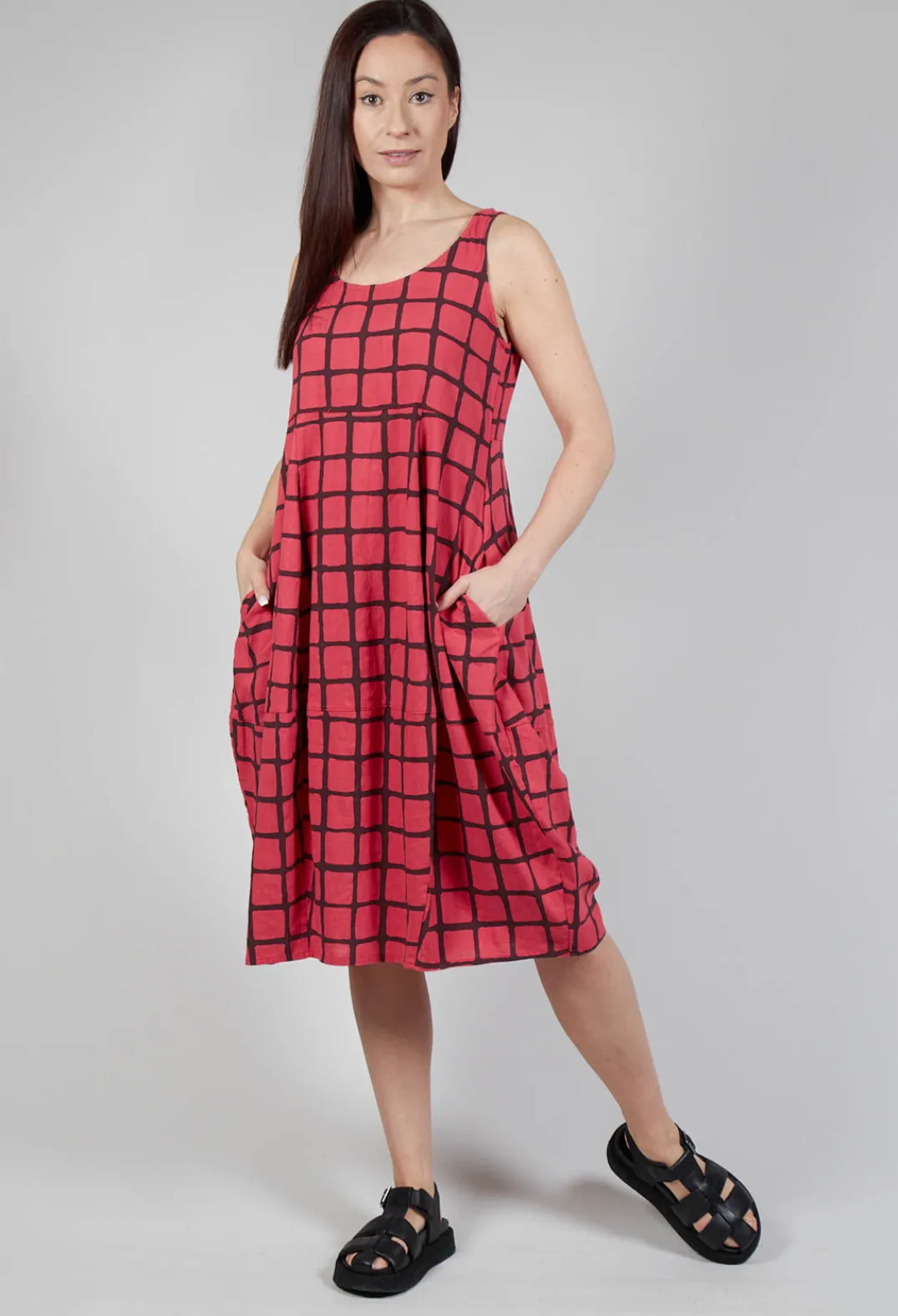 Thing Tops^Checkered Vest Top in Chili