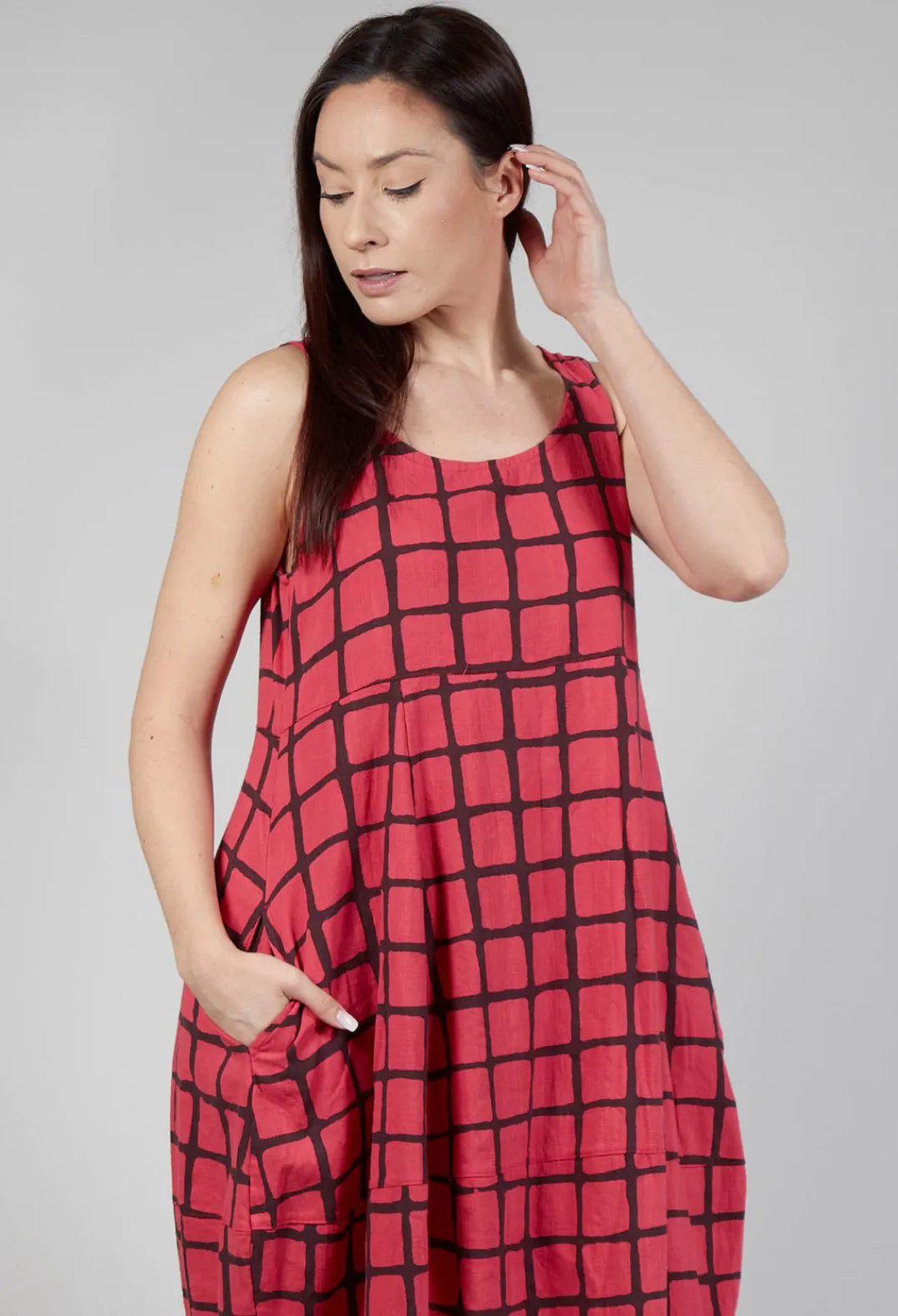 Thing Tops^Checkered Vest Top in Chili