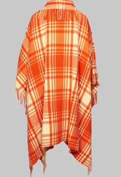 Beatrice B Coats^Checkered Wool Cape in Red