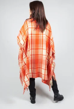 Beatrice B Coats^Checkered Wool Cape in Red