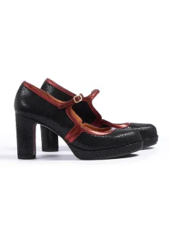 Chie Mihara Heels^Chunky Heeled Shoes in Negro / Danko / Picasso / Copper