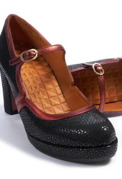 Chie Mihara Heels^Chunky Heeled Shoes in Negro / Danko / Picasso / Copper