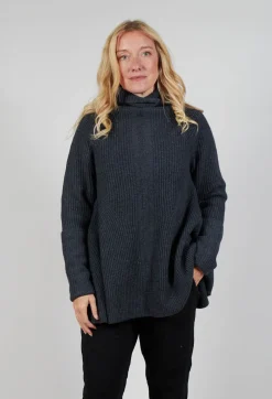 Rundholz Mainline Jumpers^Chunky Roll Neck Jumper in Slate Mel