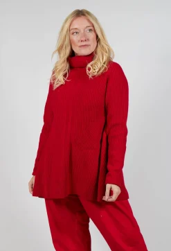 Rundholz Mainline Jumpers^Chunky Roll Neck Jumper in Cardinal