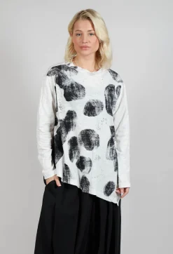 Moyuru Jumpers^Circle Print Top in Light Grey