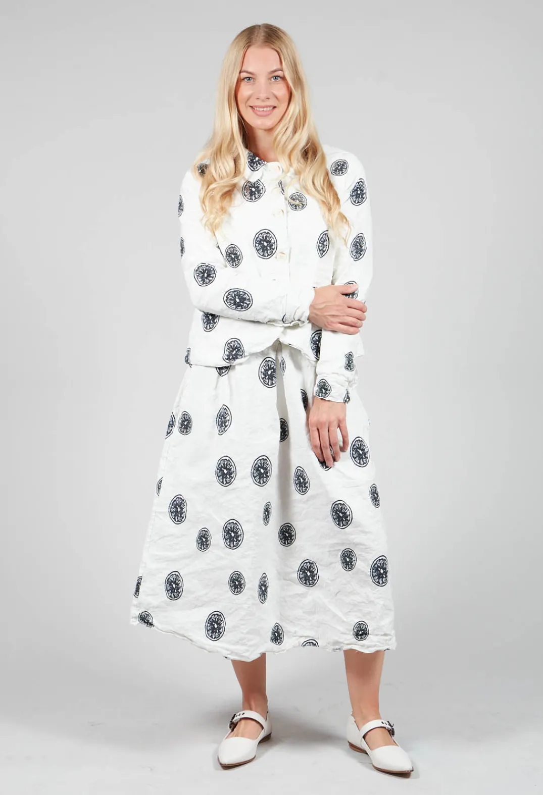 Aequamente Jackets^Citrus Print White Jacket
