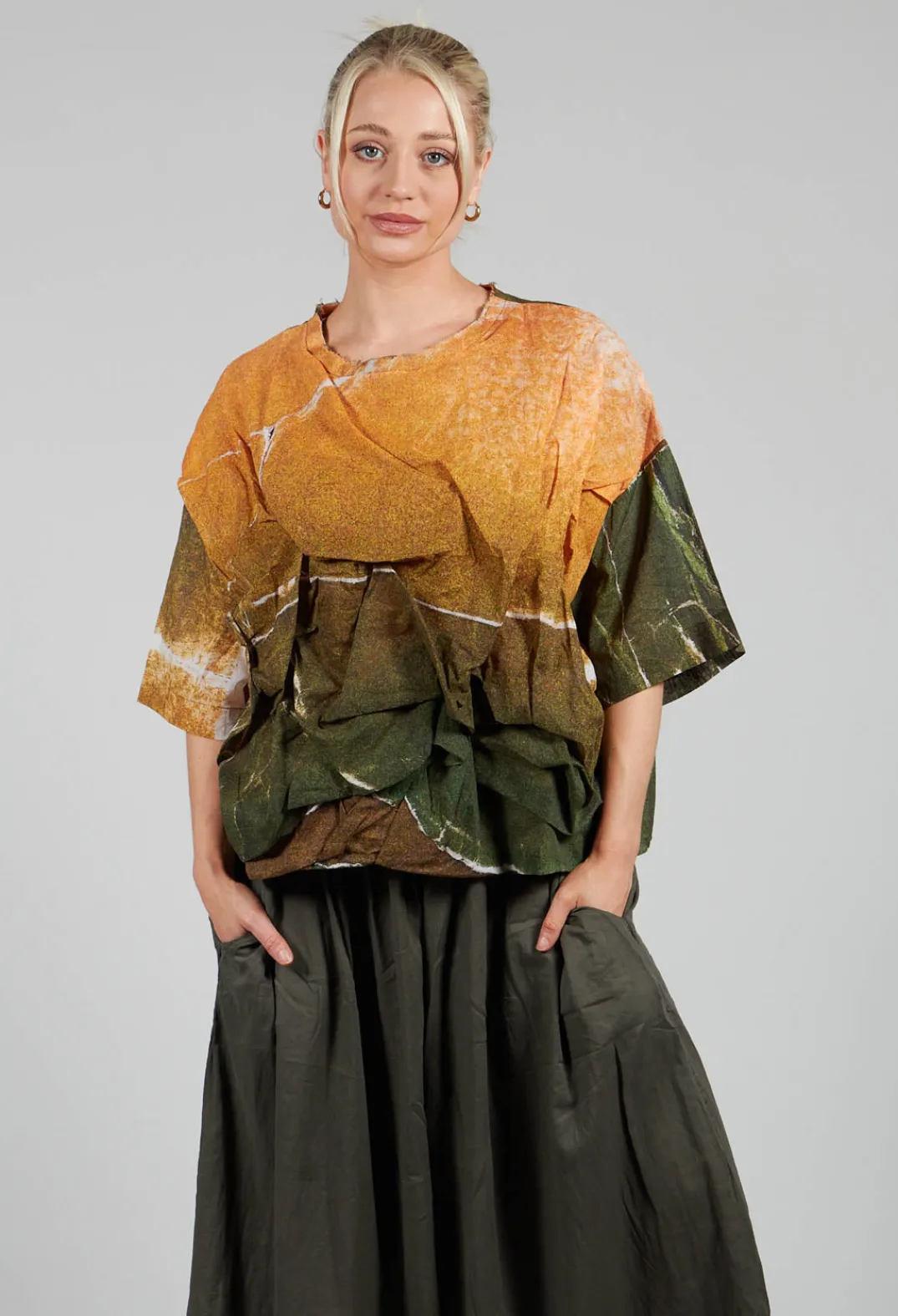La Vaca Loca Tops^Ciudad Top in Avocado Green Banner