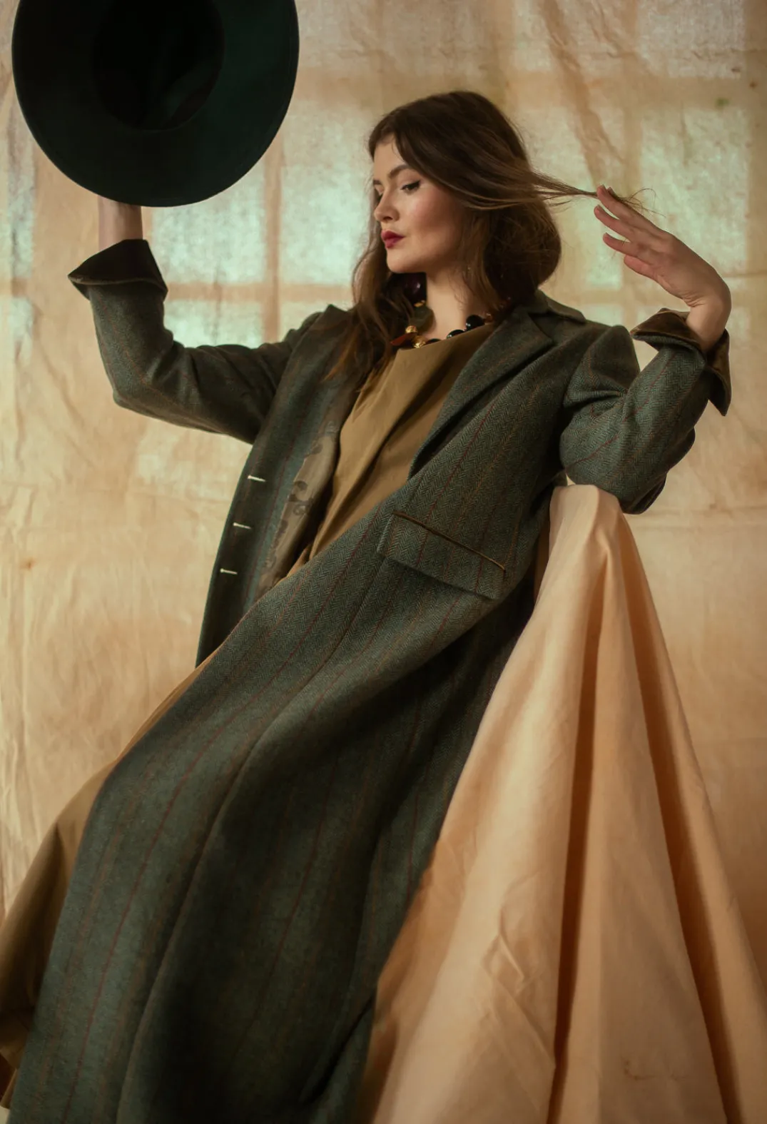 T.ba Coats^Classic Tweed Coat in Blue Tweed