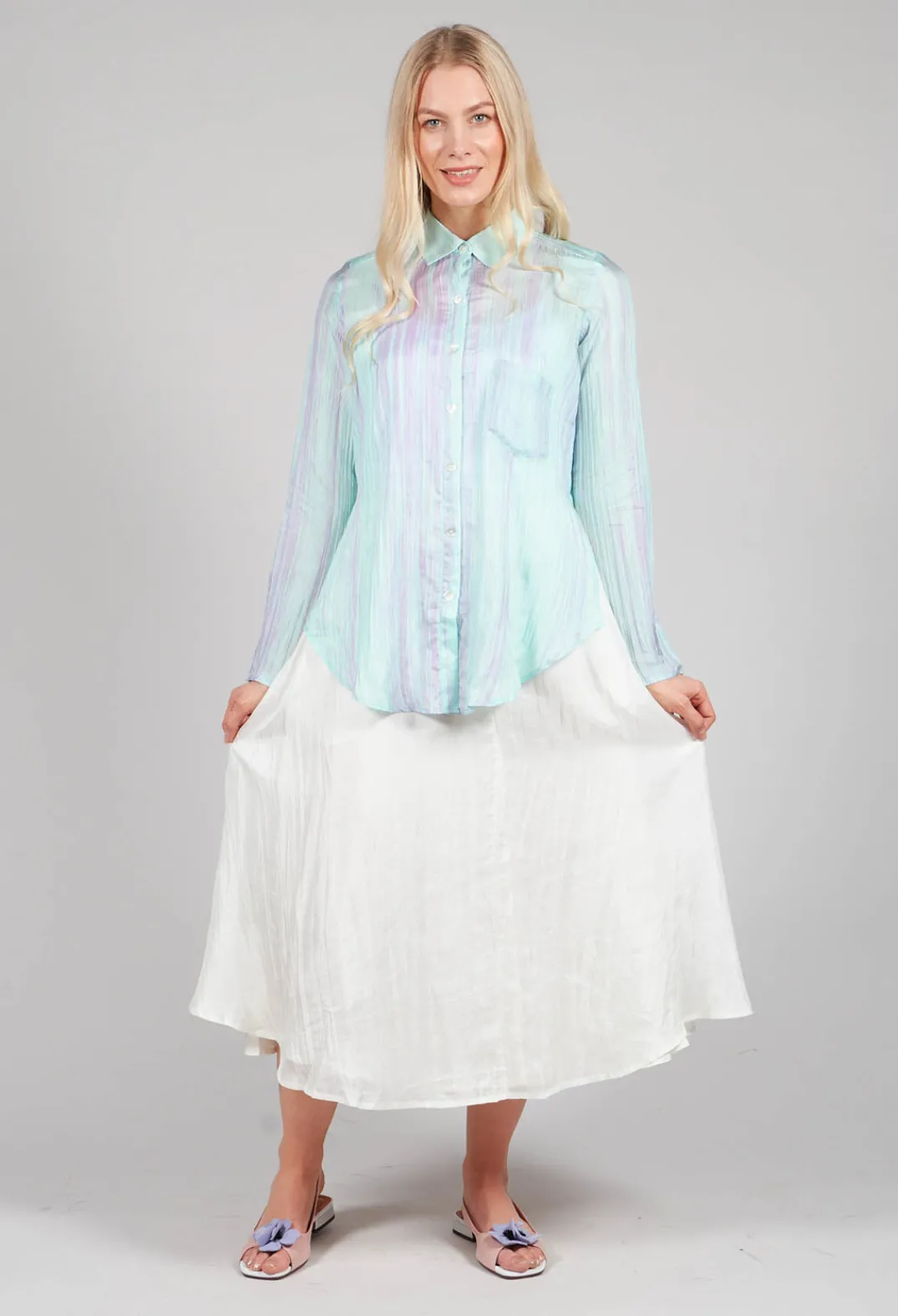 Bianco Levrin Shirts & Blouses^Cocinella Shirt in Lilla and Acqua