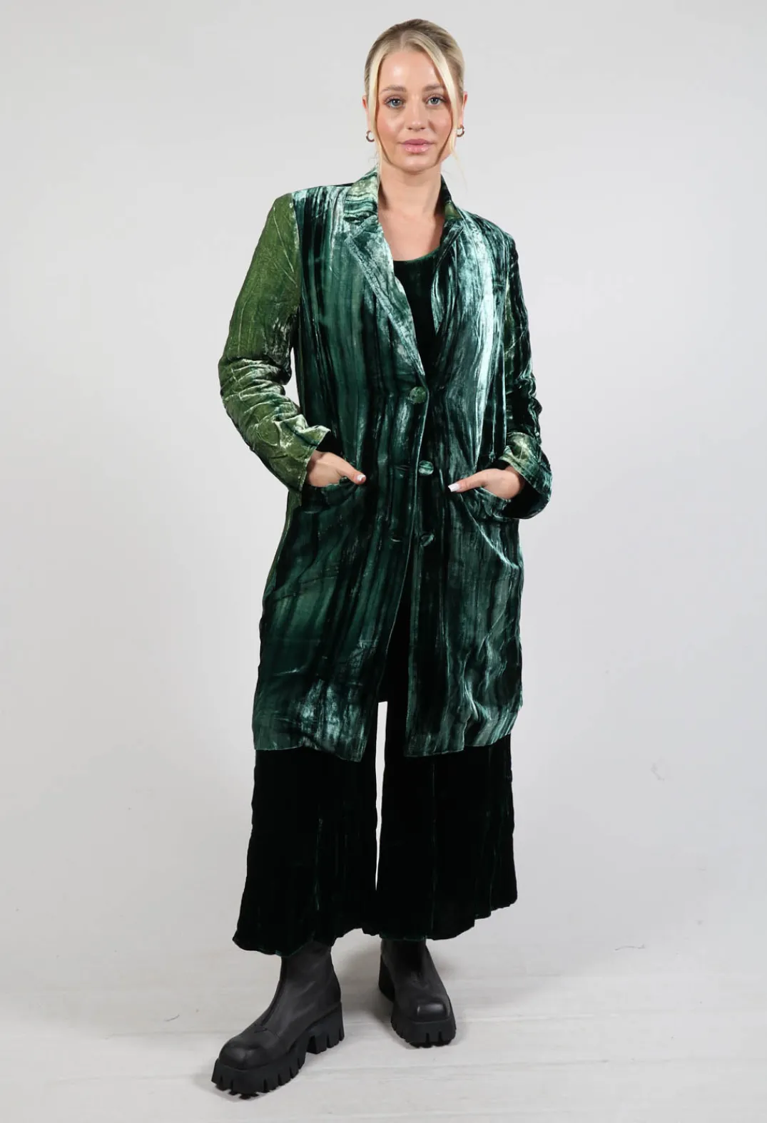 Bianco Levrin Coats^Colette Coat in Bottle Green and Mint Stripe