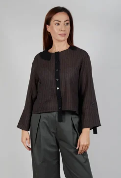 SOH Shirts & Blouses^Collared Blouse in Brown Stripe