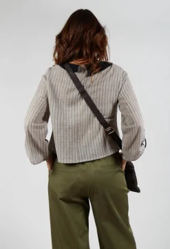 SOH Shirts & Blouses^Collared Blouse in Cream Stripe
