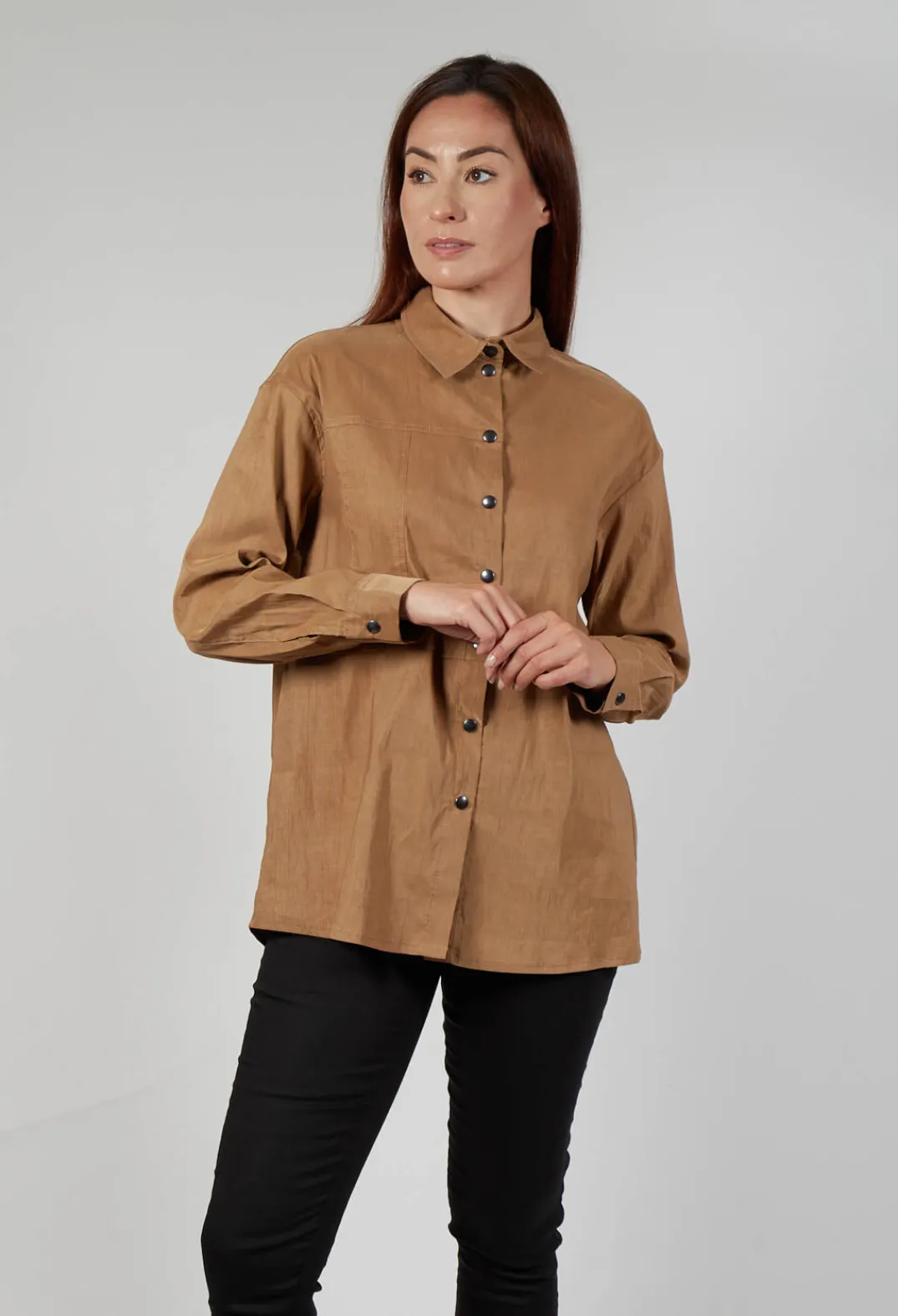 Sarah Pacini Shirts & Blouses^Collared Utility Shirt in Beige
