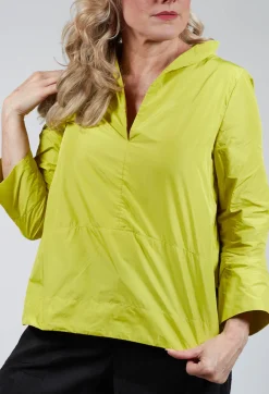 Elli Shirts & Blouses^Collared V Neck Top in Lemon