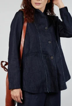 Aequamente Jackets^Collarless Jacket in Denim