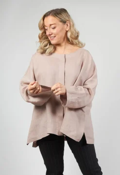 Sarah Pacini Shirts & Blouses^Collarless Linen Shirt in Dusky Pink