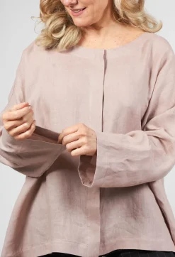 Sarah Pacini Shirts & Blouses^Collarless Linen Shirt in Dusky Pink