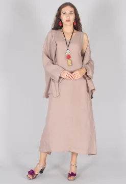 Sarah Pacini Shirts & Blouses^Collarless Linen Shirt in Dusky Pink