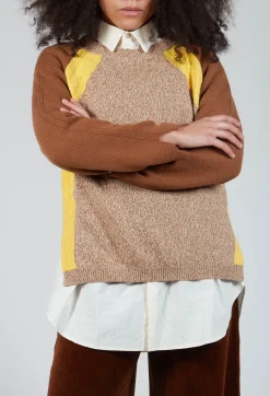 Beatrice B Jumpers^Colourblock Jumper in Brown