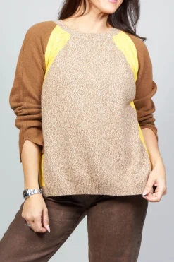 Beatrice B Jumpers^Colourblock Jumper in Brown