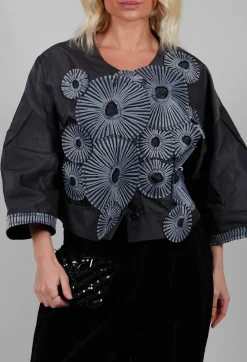 Bize Tops^Contrast Cropped Jacket in Anthracite