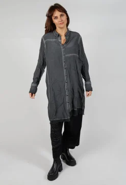 Rundholz Dip Dresses^Contrast Hem Shirt Dress in Coal Cloud