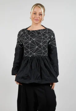 Xenia Design Tops^Contrast Oman Blouse in Black with White