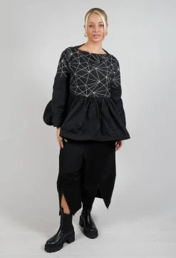 Xenia Design Tops^Contrast Oman Blouse in Black with White