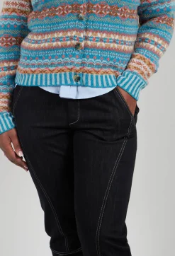 Sarah Pacini Trousers^Contrast Stitch Denim Jeans in Navy