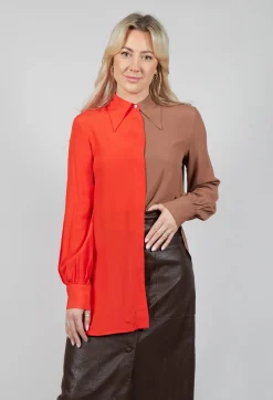 Beatrice B Shirts & Blouses^Contrast Tailored Shirt in Orange / Brown