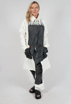 Rundholz Mainline Coats^Contrasting Print Coat in Black Paint