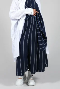 Moyuru Trousers^Contrasting Stripe Trousers in Navy
