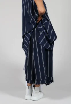 Moyuru Trousers^Contrasting Stripe Trousers in Navy