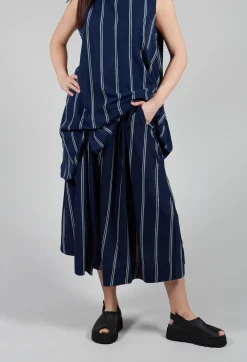 Moyuru Trousers^Contrasting Stripe Trousers in Navy