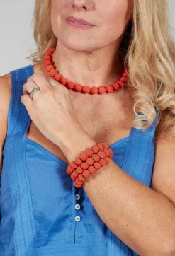 Narratives Bracelets^Coral Springware Woven Ball Bracelet